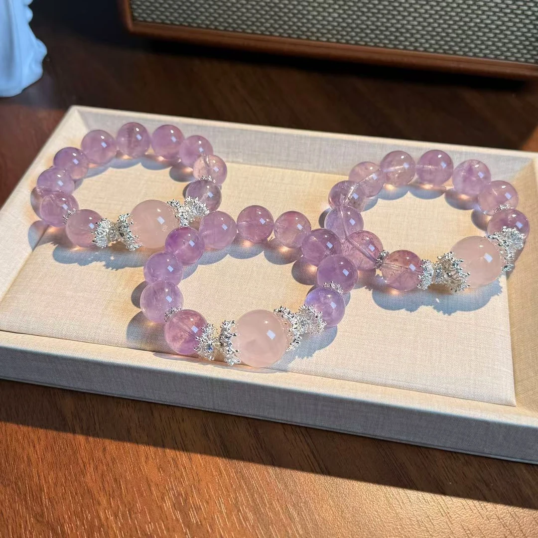 薰衣草紫水晶粉水晶手串手链 颜色微差多样性发其一ZF269