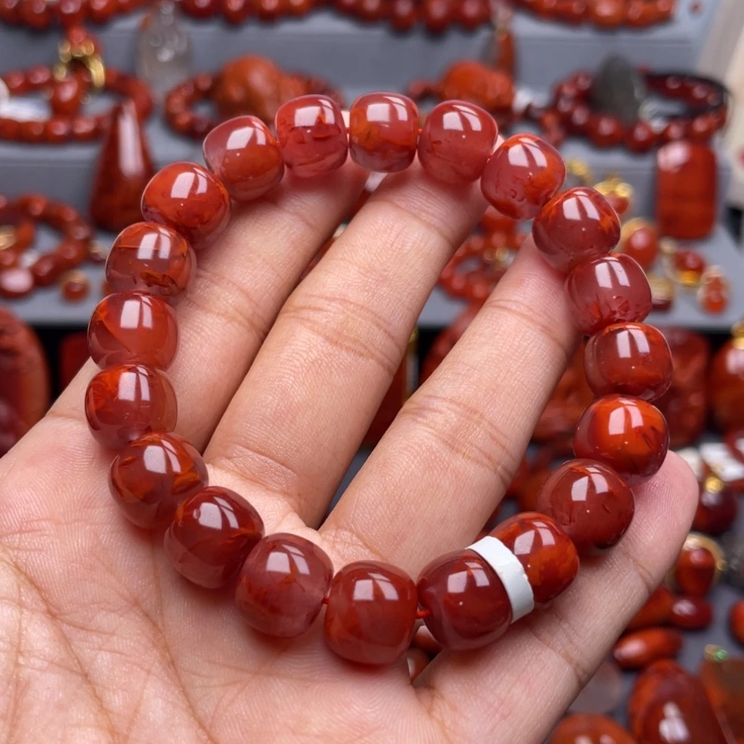 南红玛瑙未镶嵌珠宝奇石单圈11.5mm