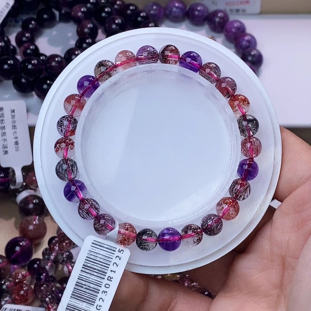 水晶手链未镶嵌黑加仑超七7mm