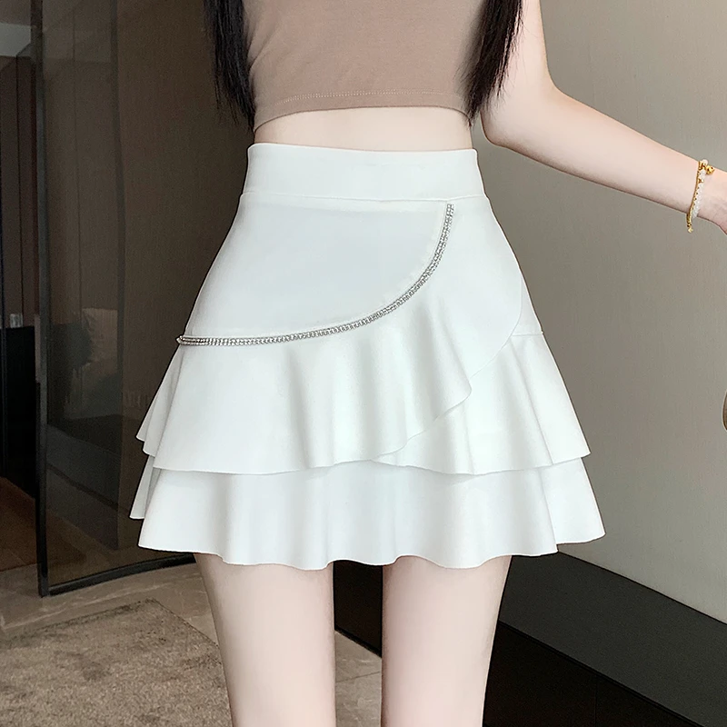 防走光靴裤裙女2025夏季新款高腰不规则半身裙心机小黑裙a字短裙