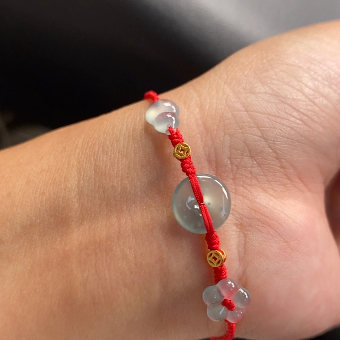 翡翠散珠平安扣花花葫芦手绳