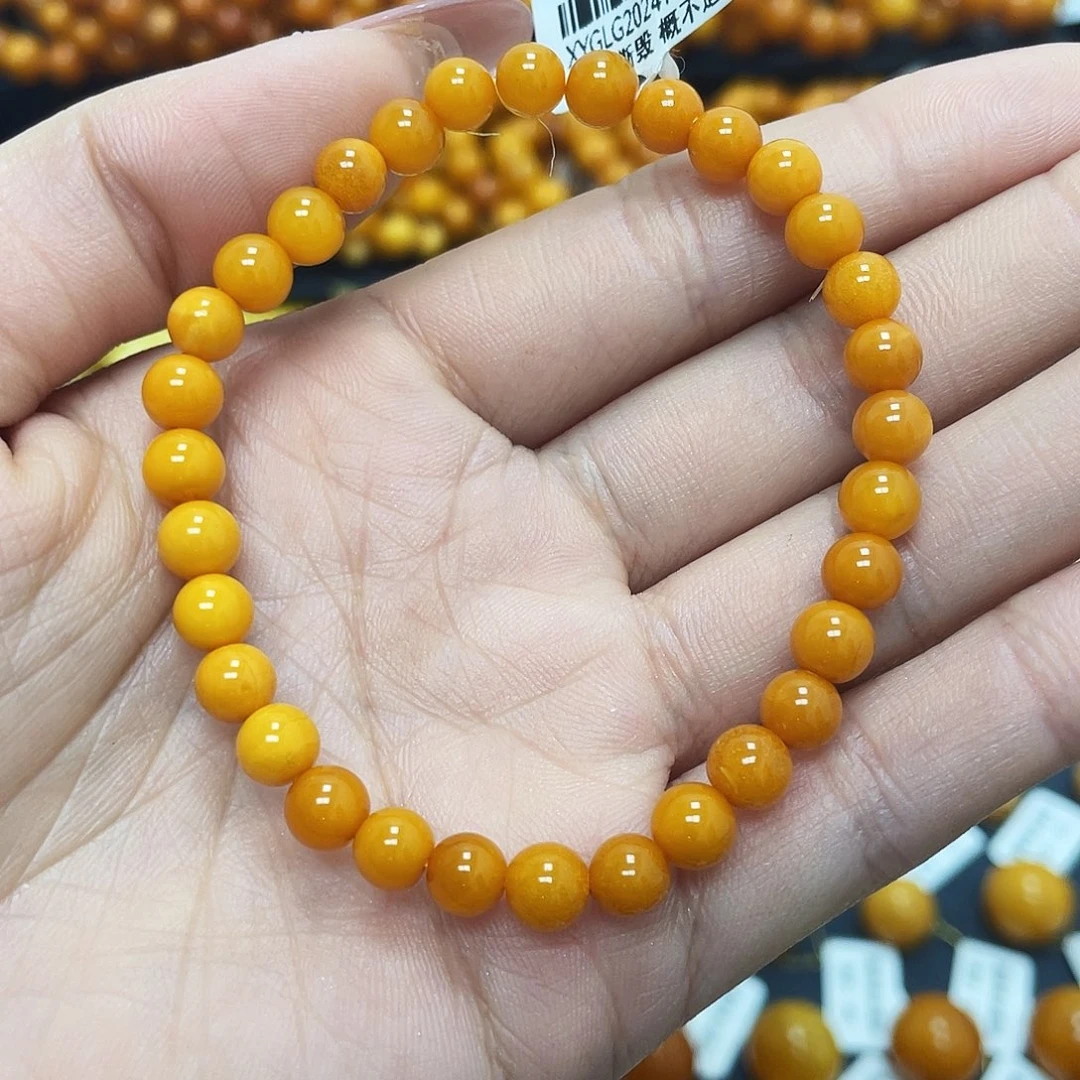 蜜蜡珠宝奇石未镶嵌6+mm圆珠手串