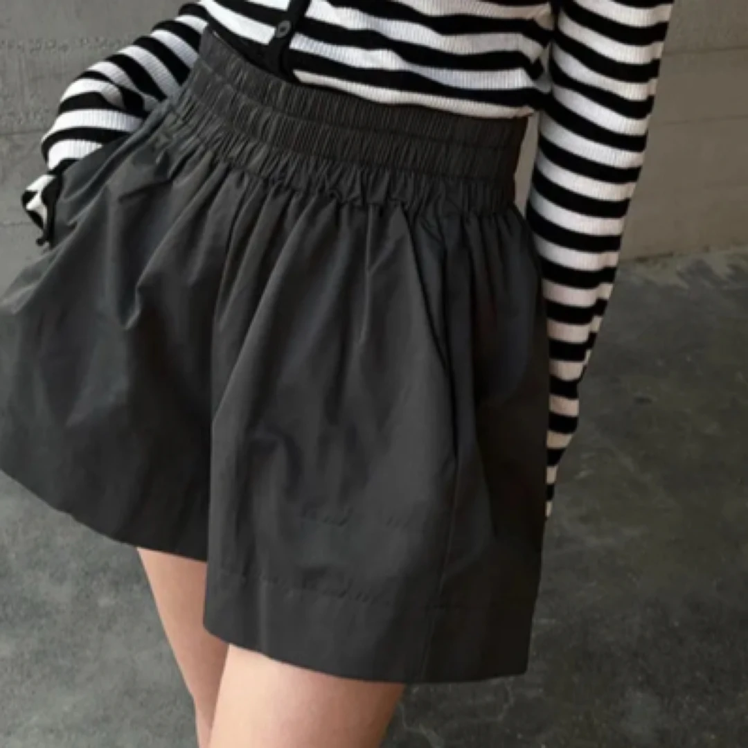 8613百搭夏季口袋印染短裤纯色女装宽松休闲裤