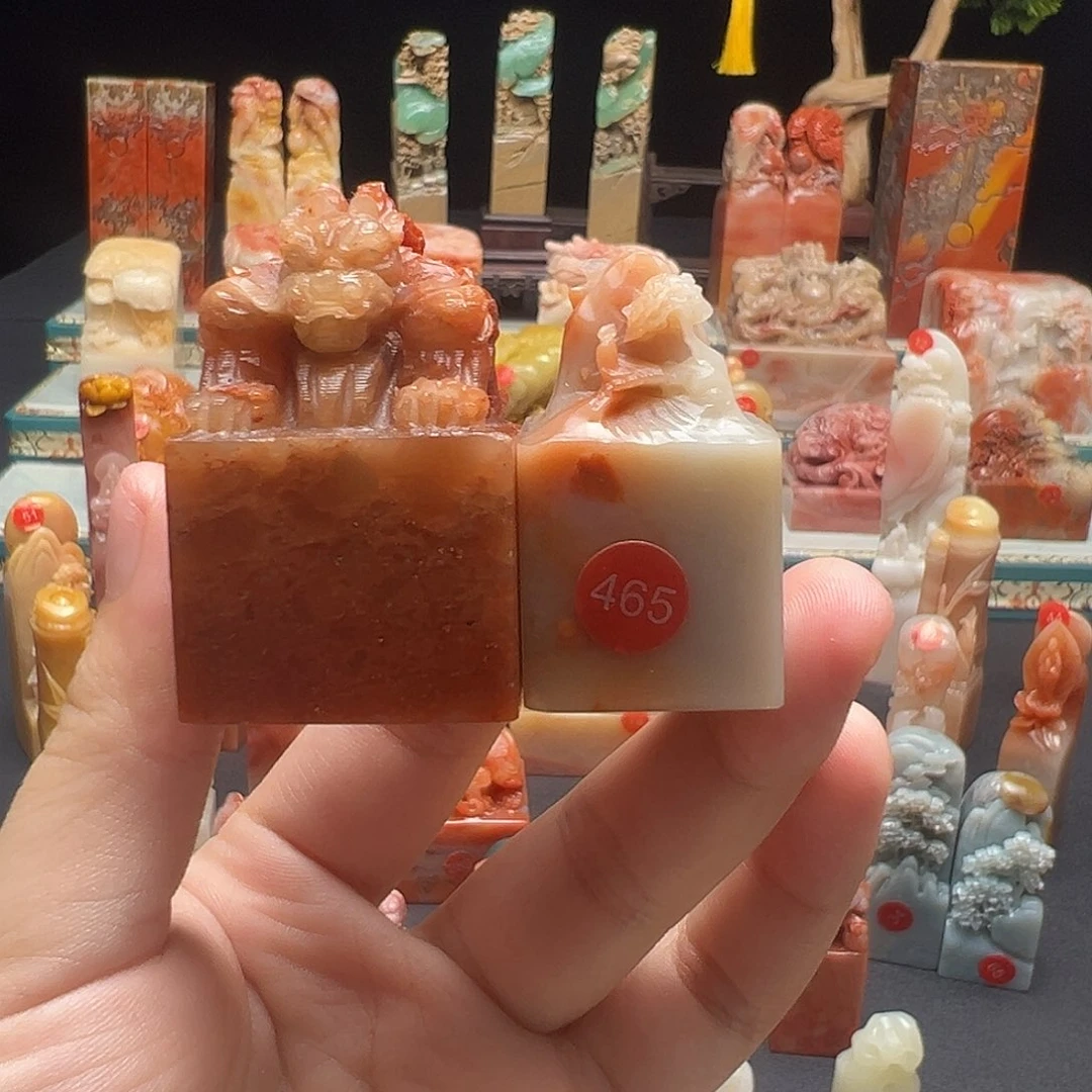 寿山石印石寒*风手工制作