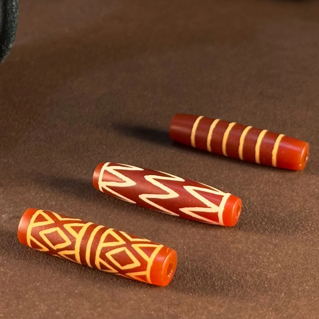 西亚老料天然红玉髓28mm管珠时尚搭配颈饰