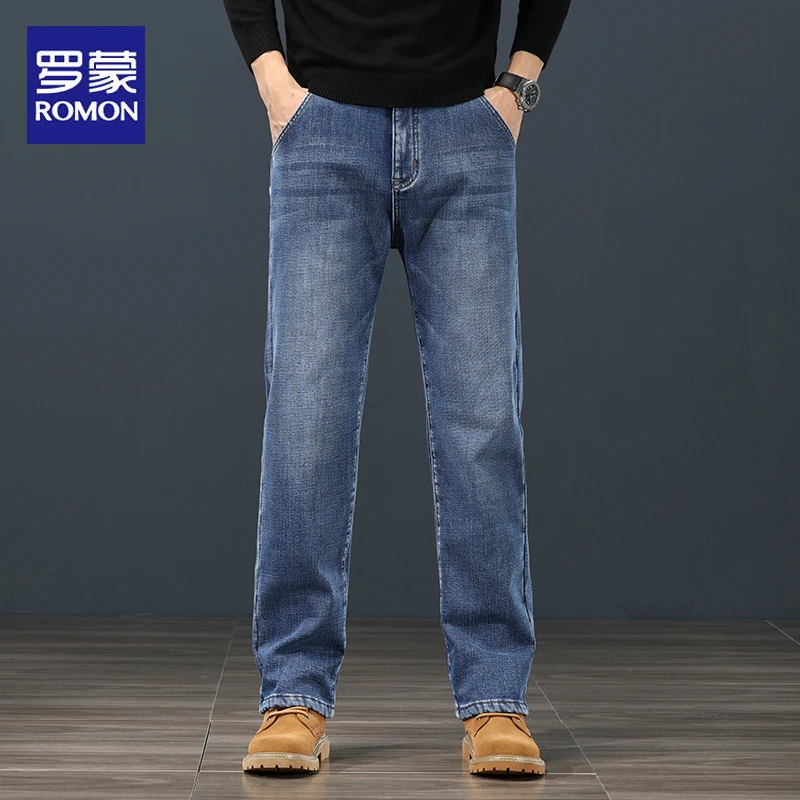 罗蒙牛仔裤男直筒宽松春季新款青年时尚百搭九分休闲裤潮流