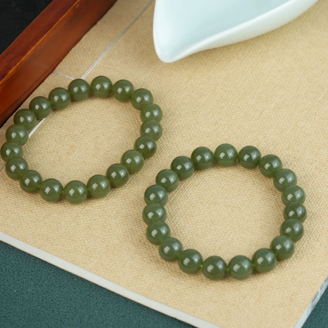 【小北珠宝】和田玉单圈手串约9.5mm+【多样性发一件】27-BH16X642