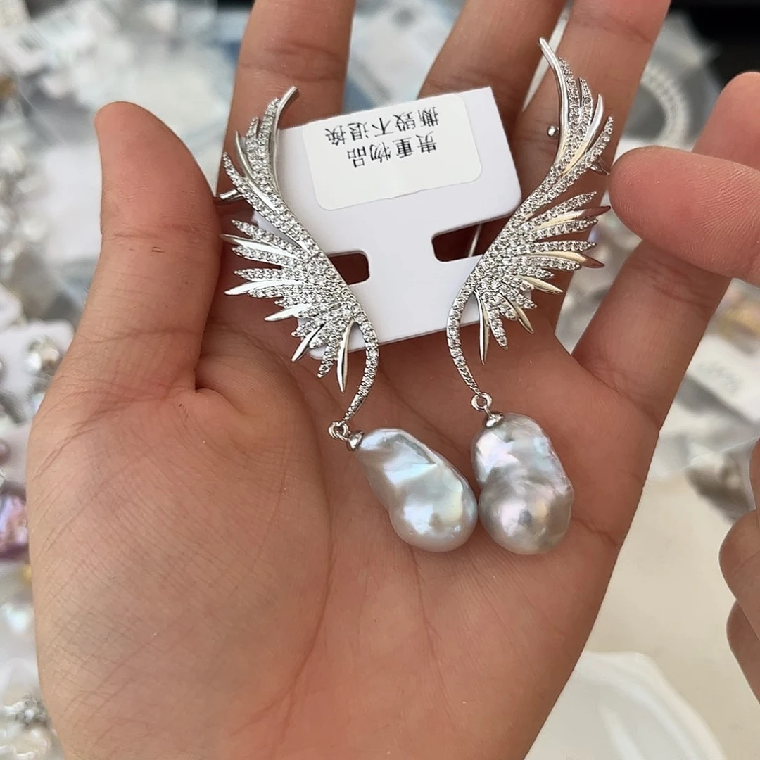 合金淡水珍珠耳饰