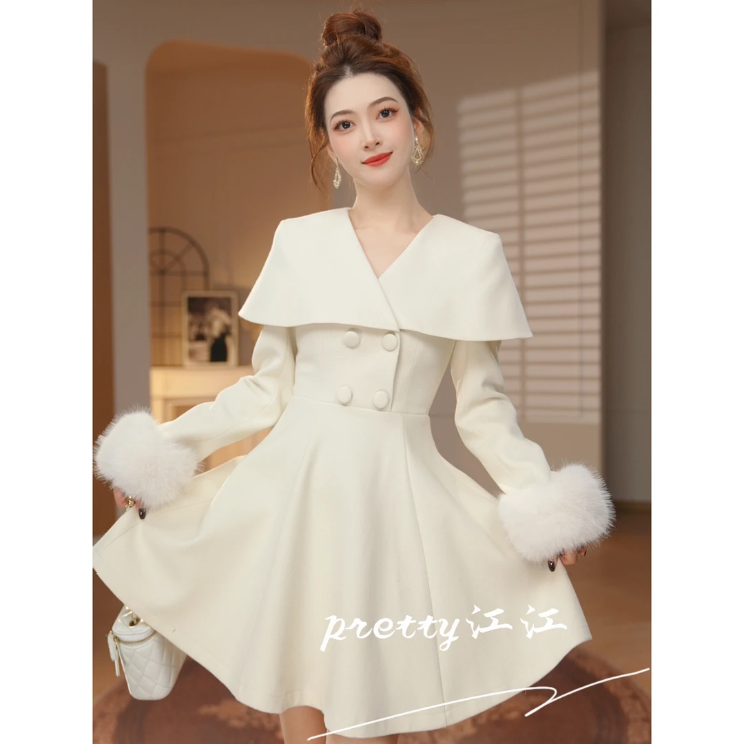 Pretty小众设计师品牌江江定制 小个子轻奢气质赫本风连衣裙61334