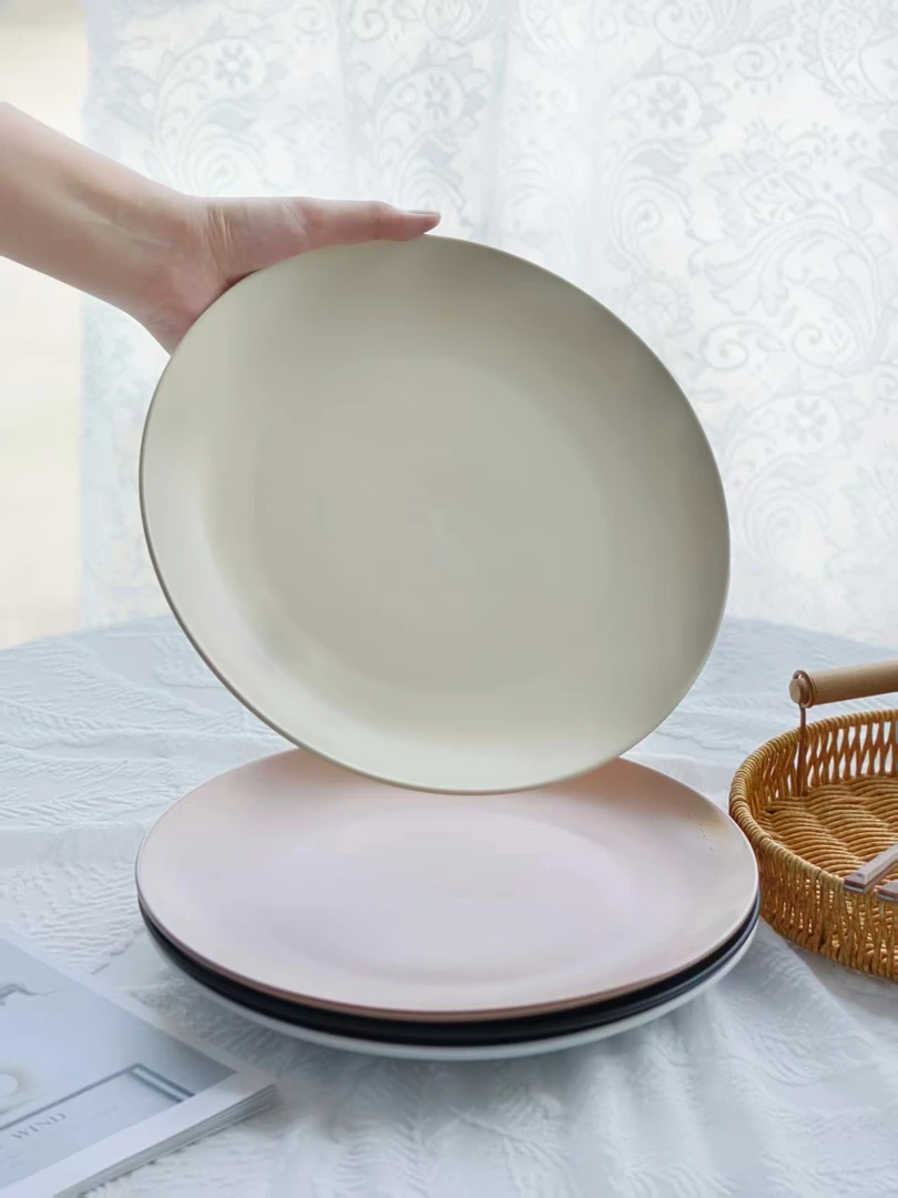 瓷县令10.5英寸哑光釉盘出口外贸餐具釉下彩盘碟加厚防烫网红碟子