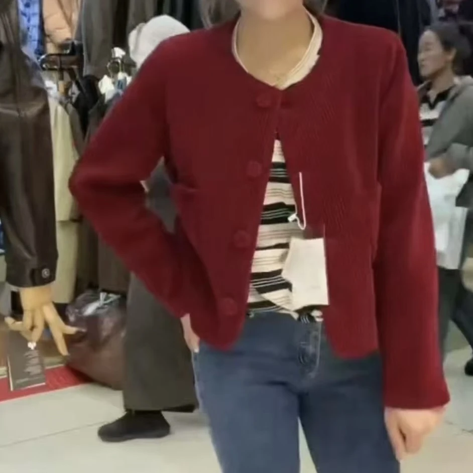 （塔苏）新款灯芯绒短款小香风衣外套