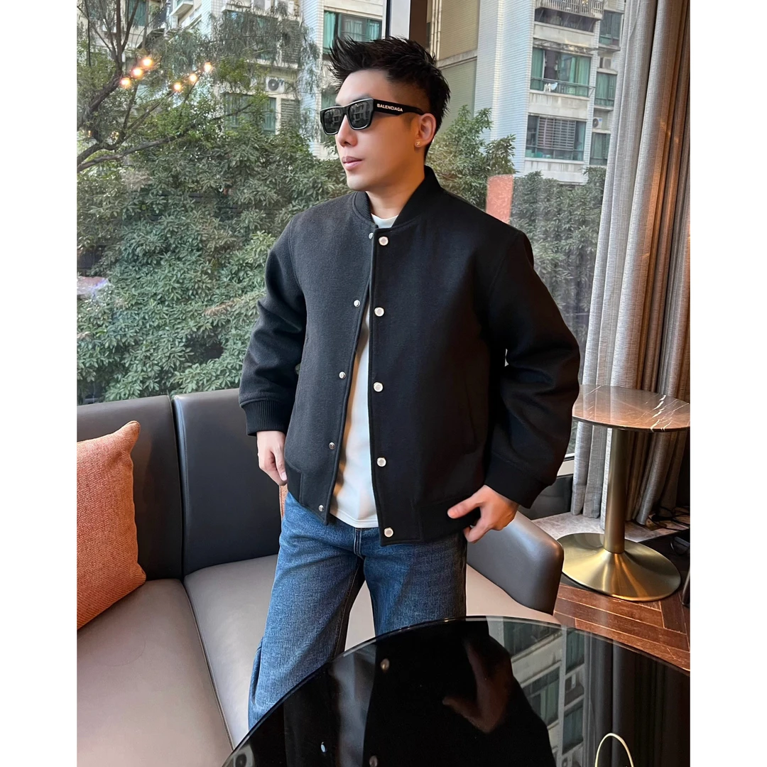 【白月光棒球服】冬季重磅羊毛混纺夹棉夹克男士新款休闲装外套上衣