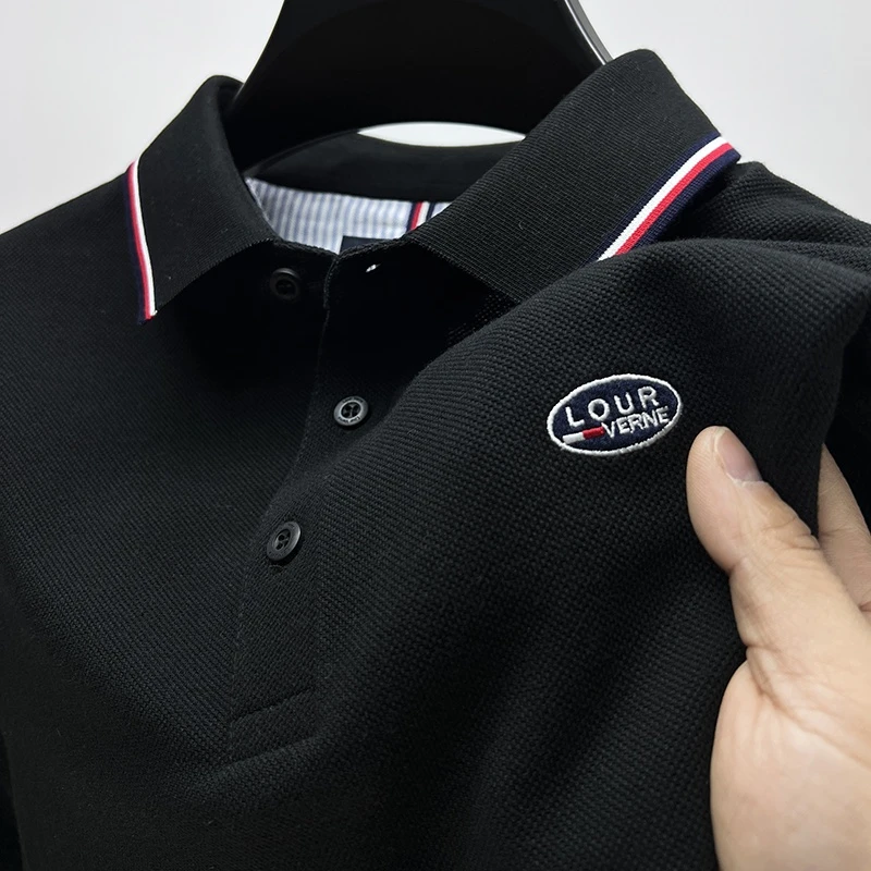 CATIA SELI夏装纯棉短袖t恤带领开衩潮牌男士青年polo衫时尚半袖