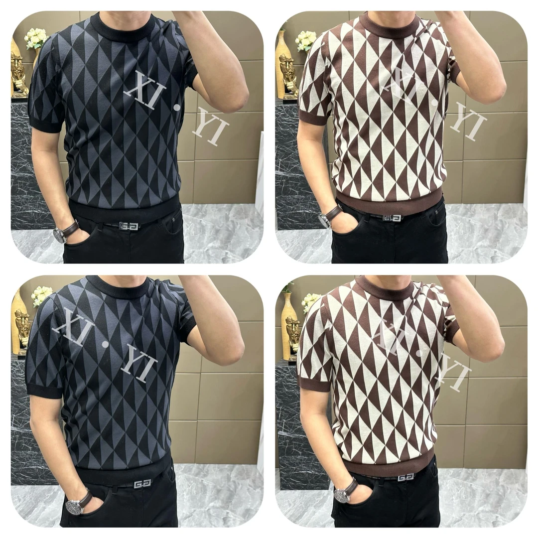 【XI.YI/熙怡】25年男士新款时尚百搭潮流休闲撞色圆领短袖T恤3058