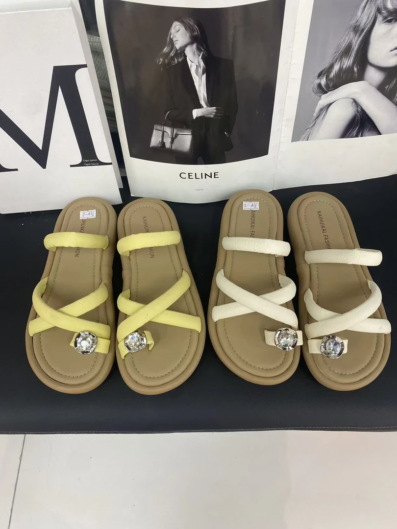 百搭夹趾休闲厚底凉拖鞋2025新款女外穿一脚蹬凉鞋拖鞋 318-2