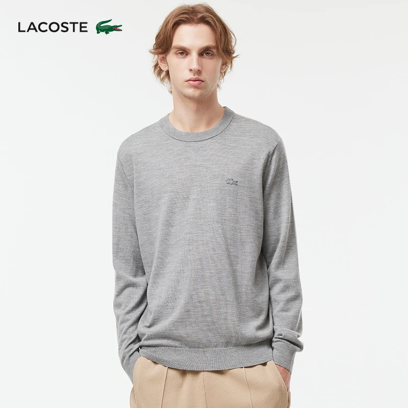 LACOSTE法国鳄鱼男装春秋时尚简约舒适圆领毛衣羊毛针织衫|AH1969