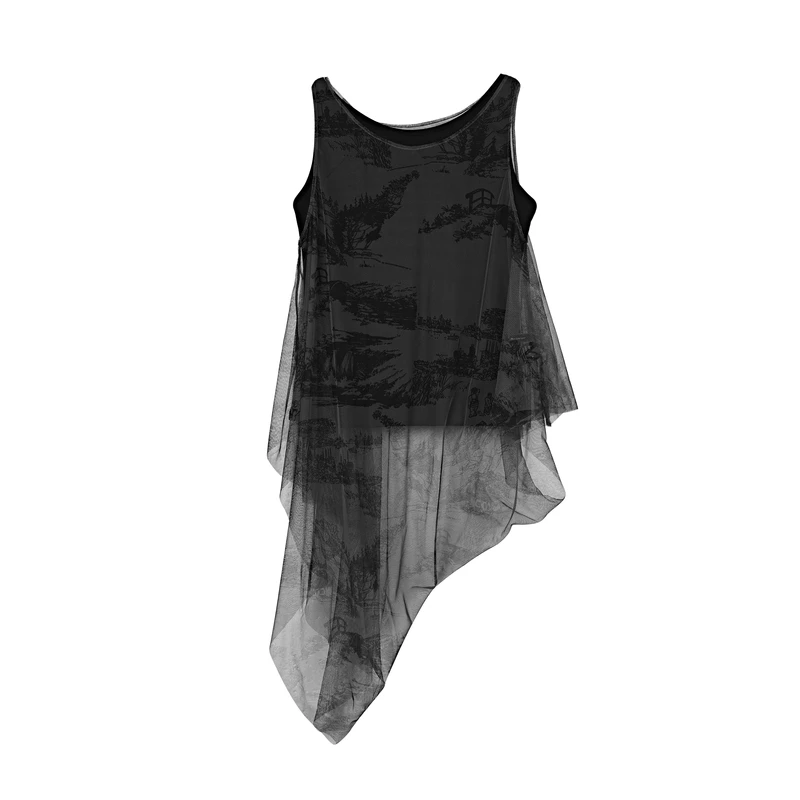 sdeer圣迪奥双层面料无袖T恤S20280303