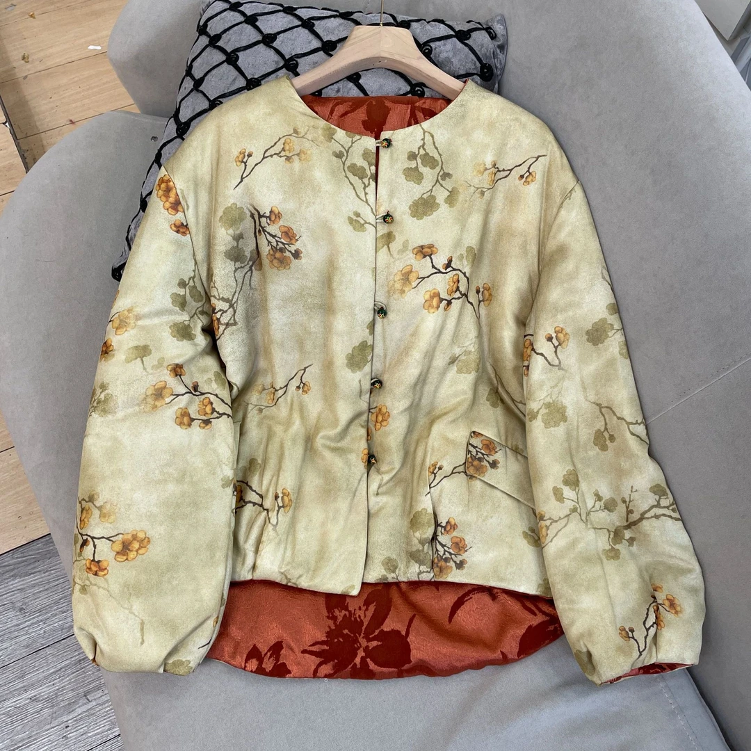 深圳南油国风女装双面穿棉服外套女长袖上衣---153