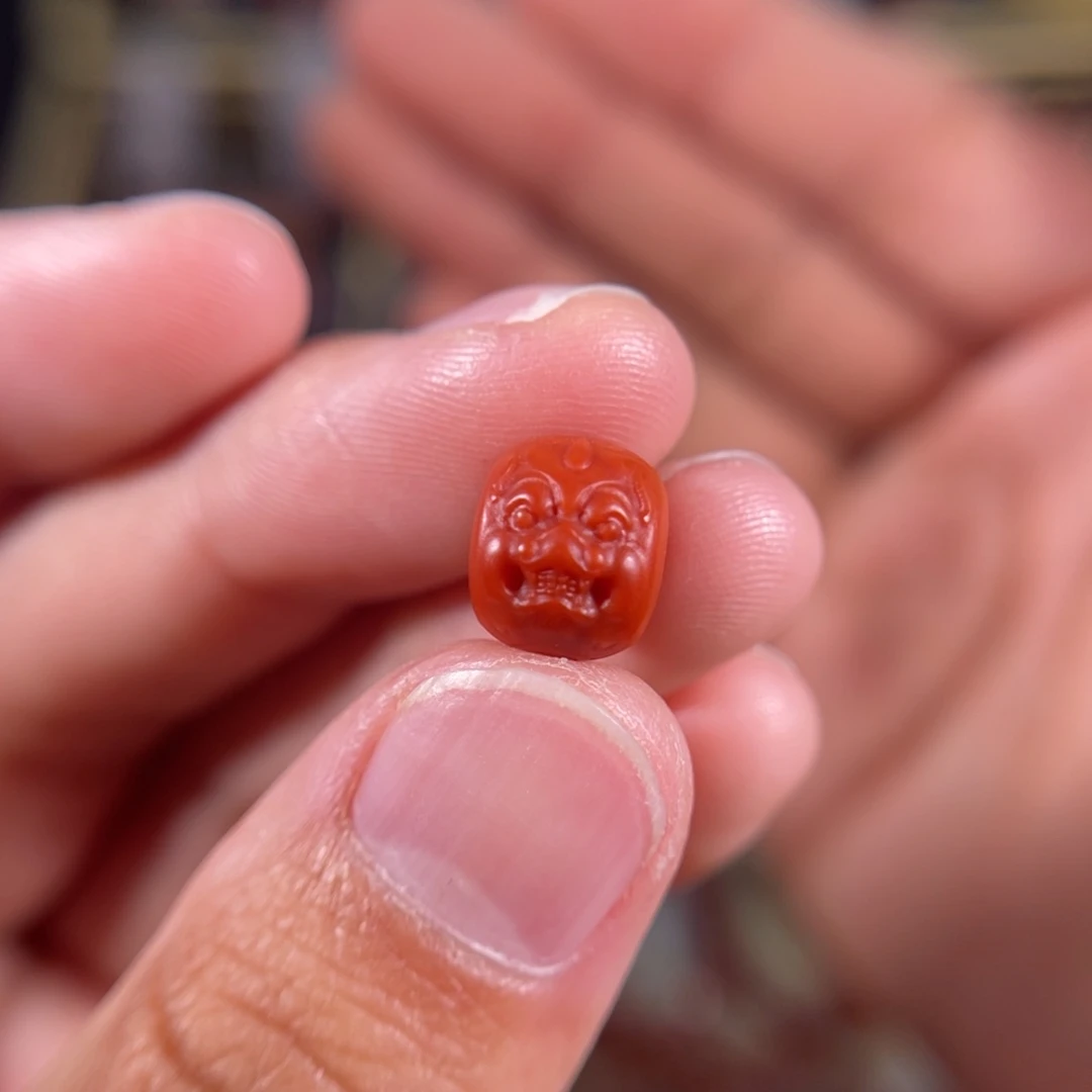 南红玛瑙老南红满色爆肉博古守护珠9.7未镶嵌