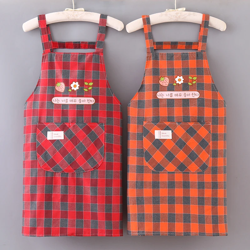 纯棉围裙家用厨房做饭防污上班新款防脏背带棉布围腰耐脏工作服