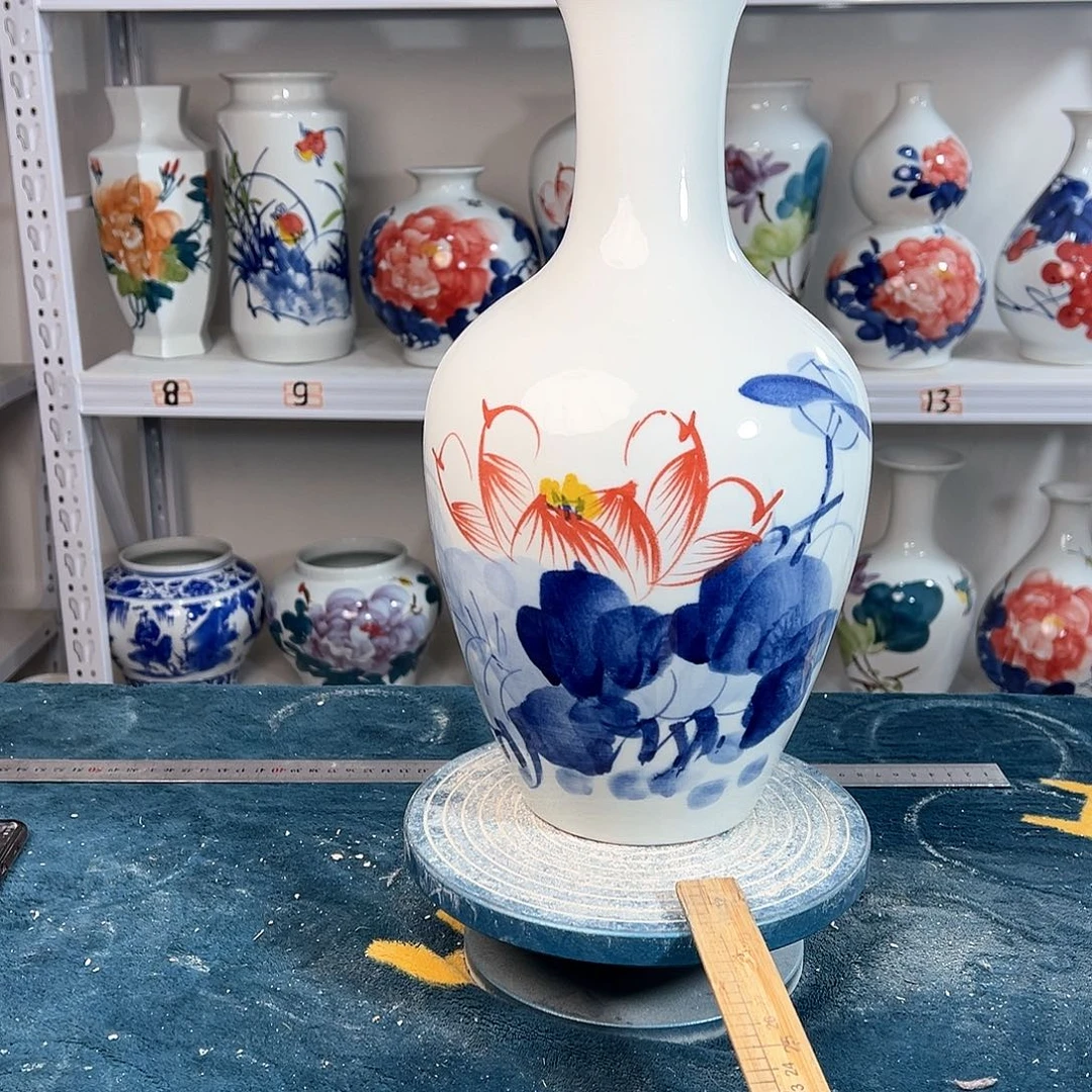 摆件景德镇陶瓷棒荷花