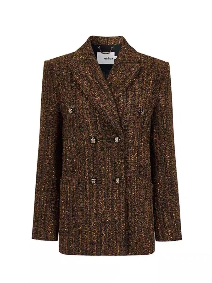 TG高定25新款高级时尚羊毛复古双排扣西装小香风外套-113