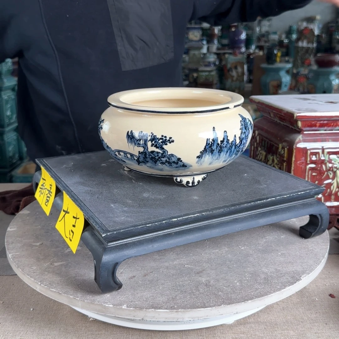 陶。一风堂石湾花盆 磕碰