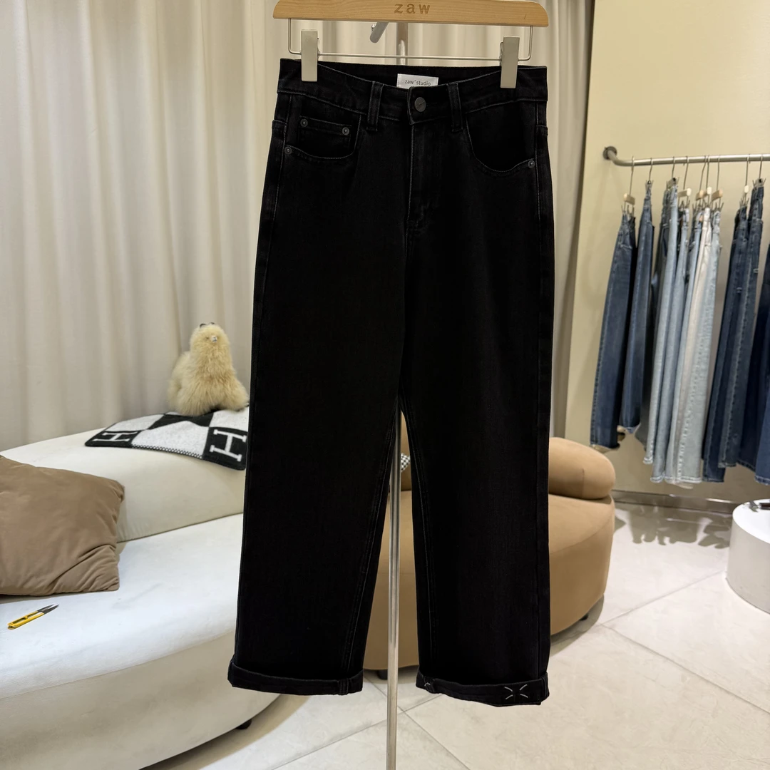 zaw大码女装九分老爹牛仔裤薄款胖mm大腿粗屁股大显瘦裤子/25139