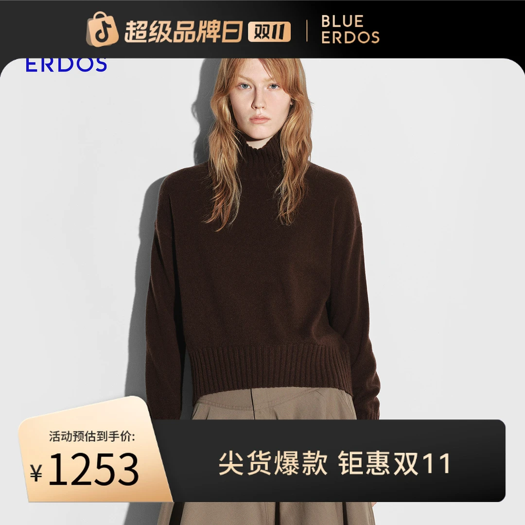 【新译经典羊绒】BLUE ERDOS 25秋冬流光风高领山羊绒套衫B256A0069