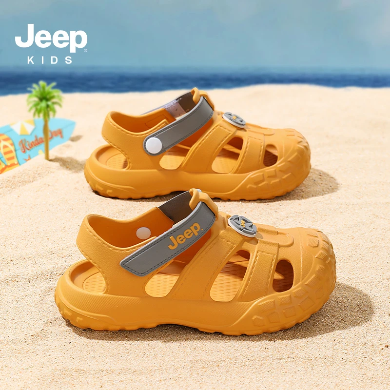 jeep女童凉鞋2025夏季新款包头儿童洞洞鞋溯溪防滑沙滩鞋男孩童鞋