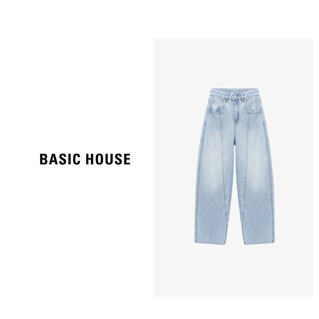 Basic House/百家好直筒百搭夏季复古宽松破洞牛仔裤-B0625B5LOF2