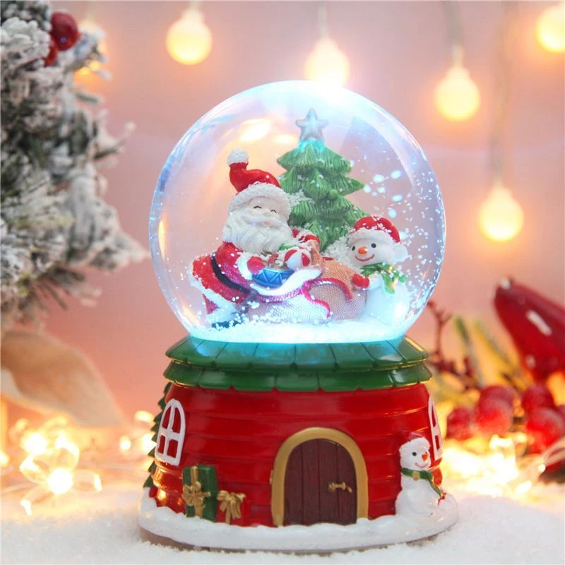圣诞老人水晶球八音盒旋转飘雪音乐盒摆件送朋友女生儿童圣诞礼物