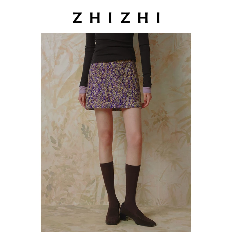 致知 夜合花 进口提花风铃短裙25春新款a字自带打底ZZ2ESWB3053