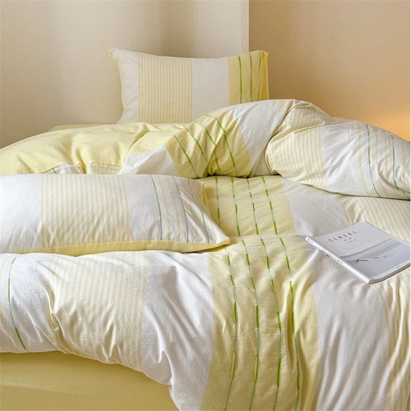 简约全棉色织提花四件套纯棉床单被套被罩床笠款床套四季床上用品