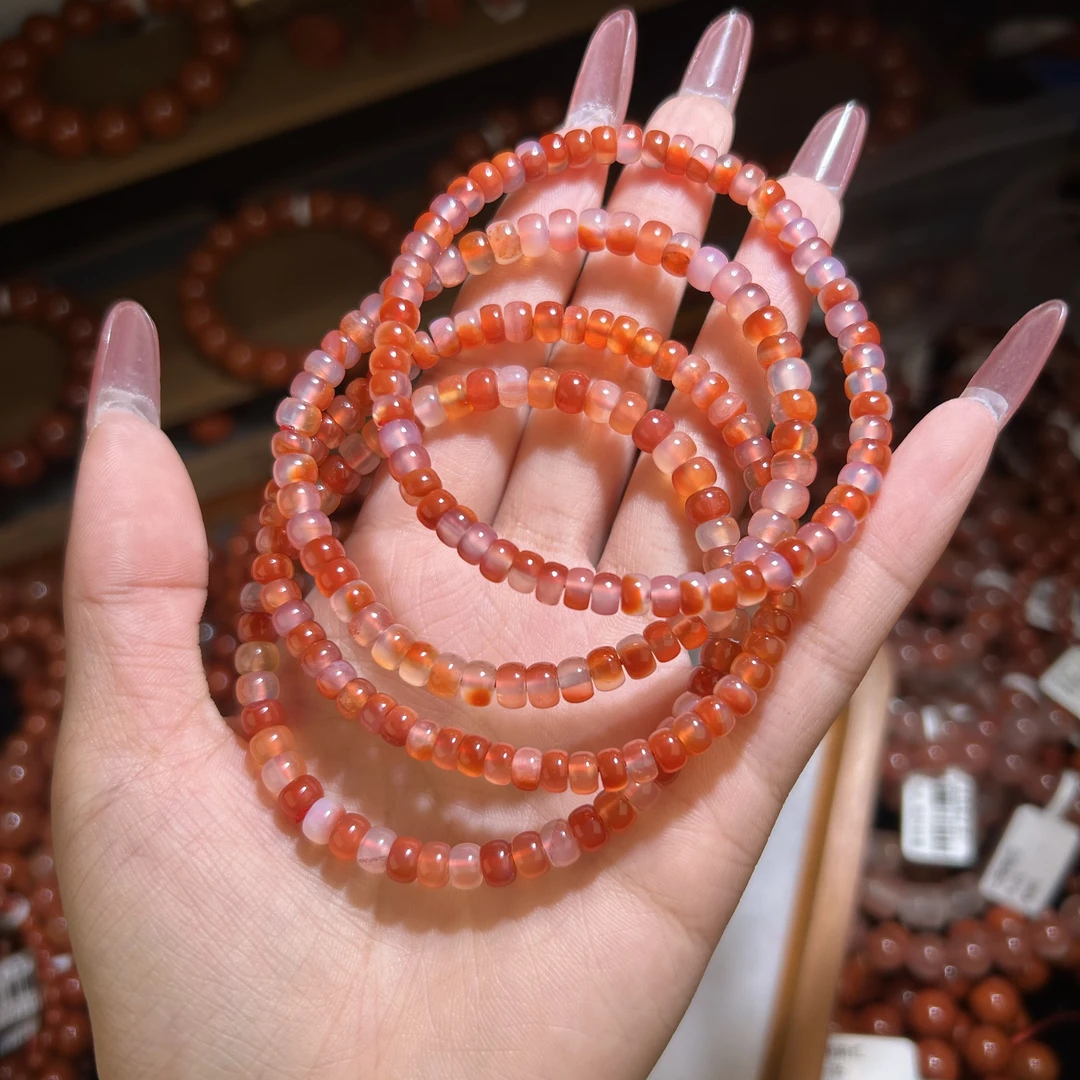 川料冰飘南红5mm意境药片手串/多样性发其一/277