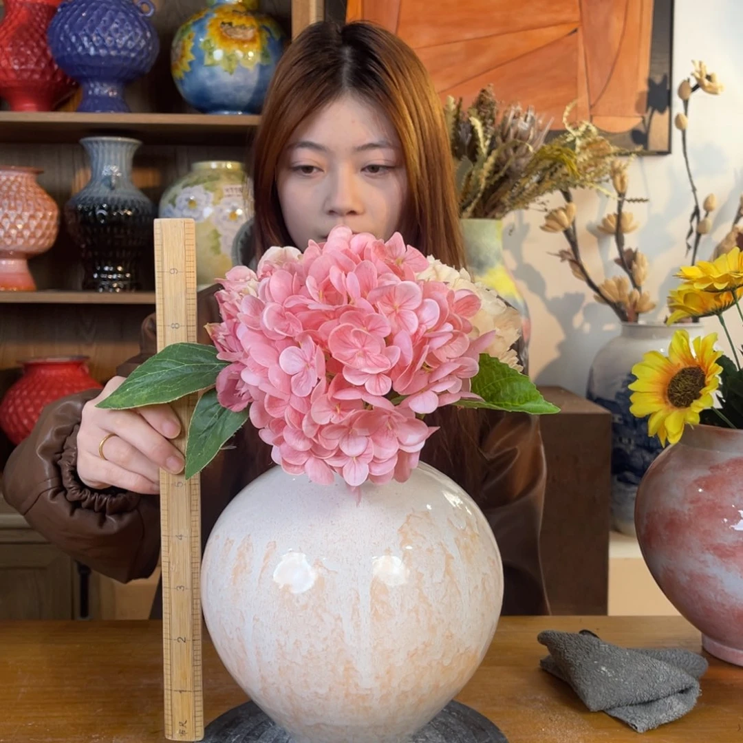 摆件陶瓷花瓶高21.5口5