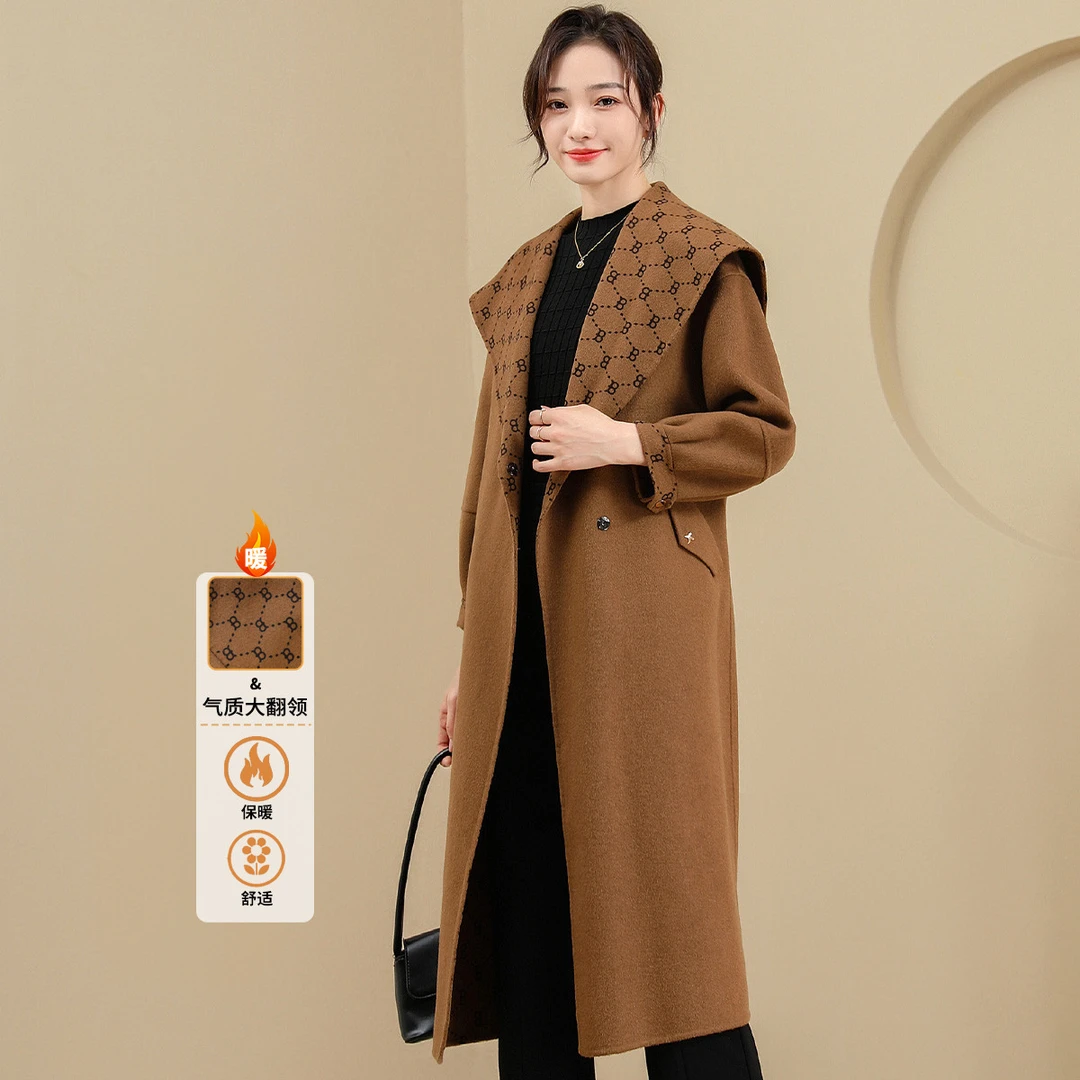 冬季加厚气质时尚撞色百搭女式大衣外套TC918086