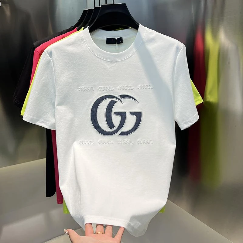 2025年新款男士潮牌百搭时尚圆领T恤半袖潮流刺绣轻奢高品质短袖