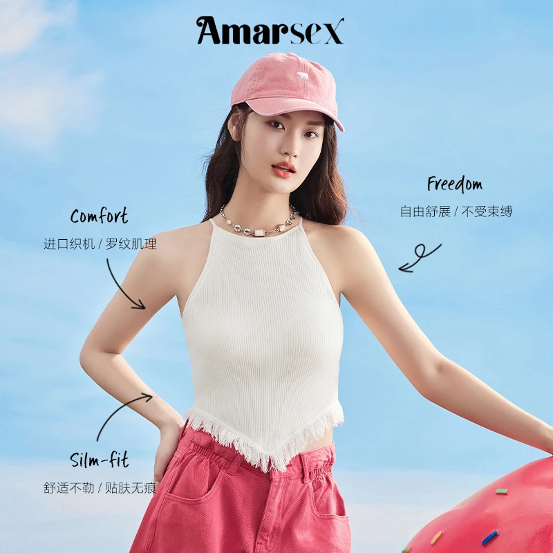 amarsex/艾梦.忆思夏季辣妹流苏挂脖吊带背心女通勤时尚显瘦性感