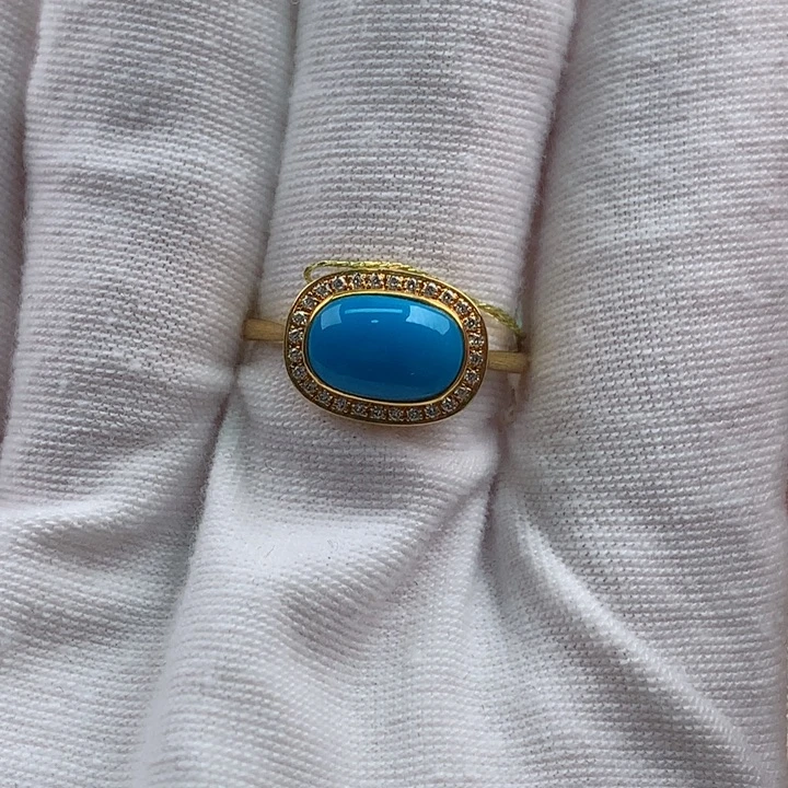 绿松石18K金镶嵌珠宝奇石