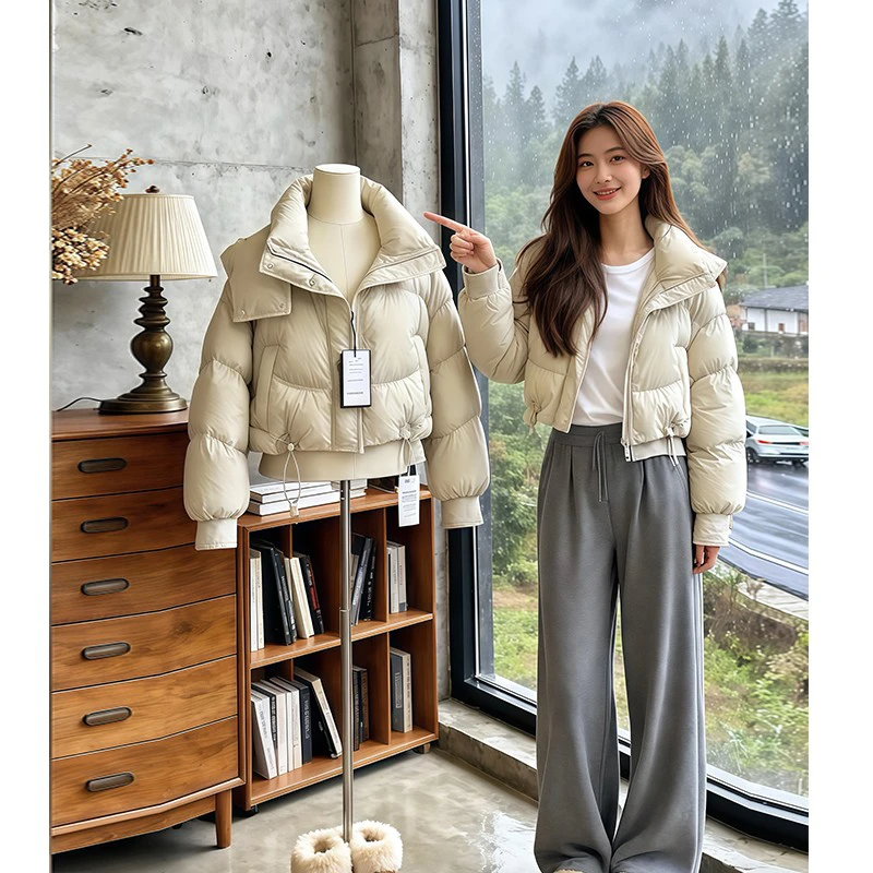 小个子连帽加厚冬季棉服外套女2025新款巨好看洋气百搭面包服棉袄