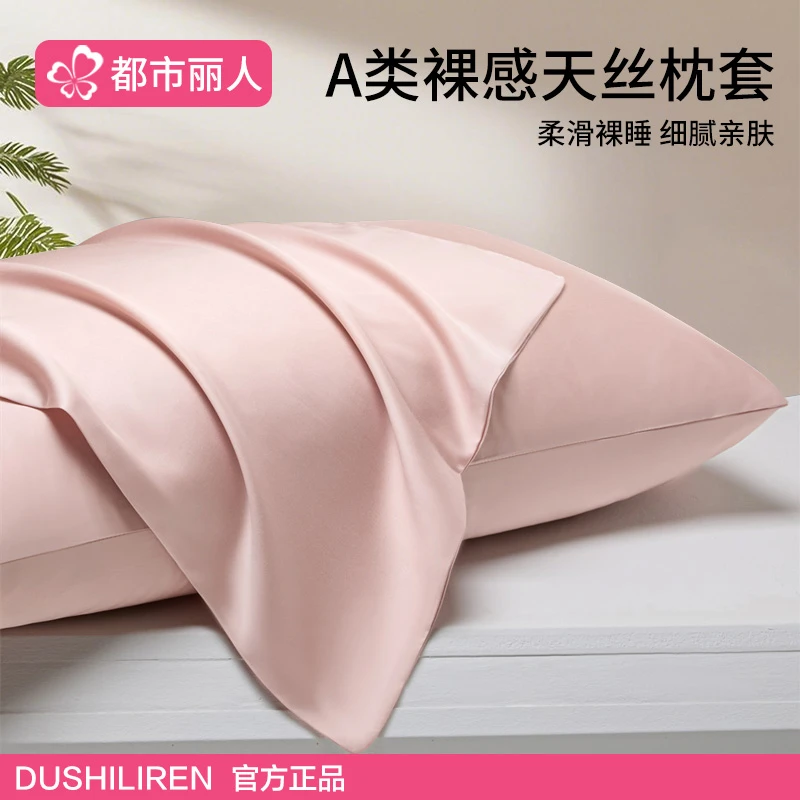 莱赛尔天丝枕套一对装夏季凉感双面冰丝枕头套轻奢风48x74cm整套