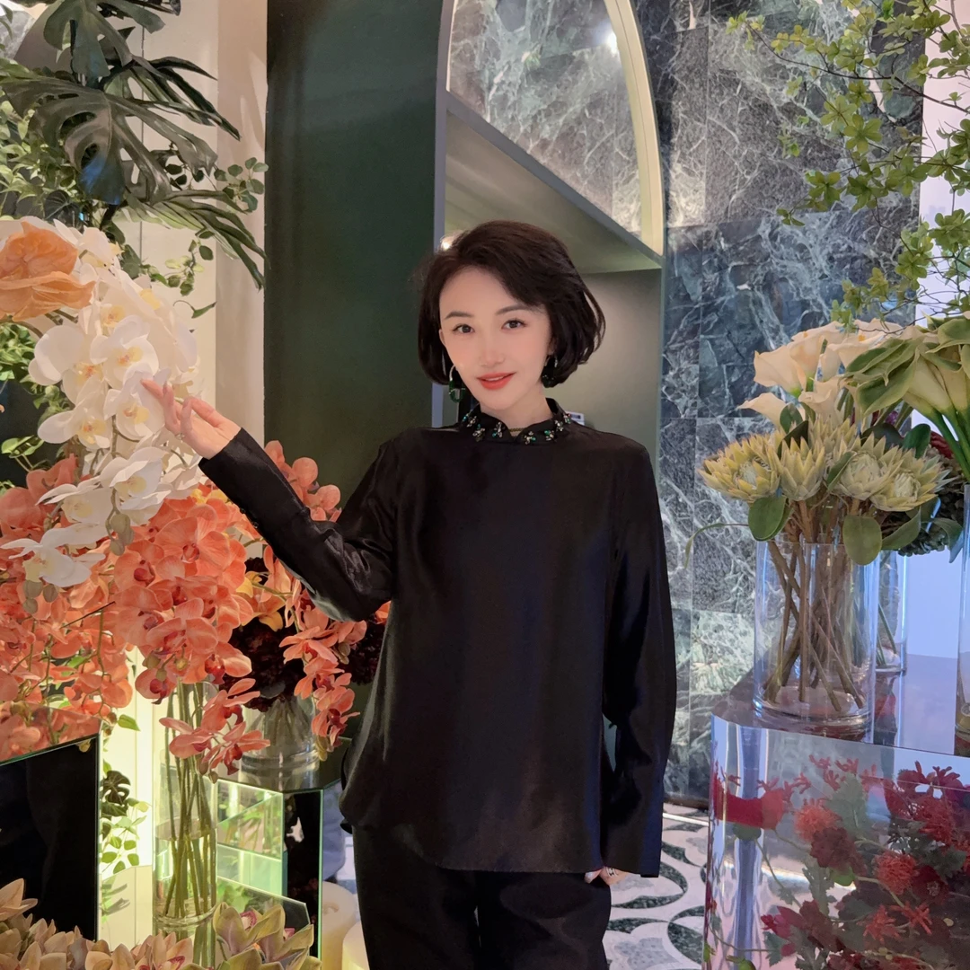 Betty Bairn【春庭暮】高端新中式桑蚕丝上衣24B-BW7522