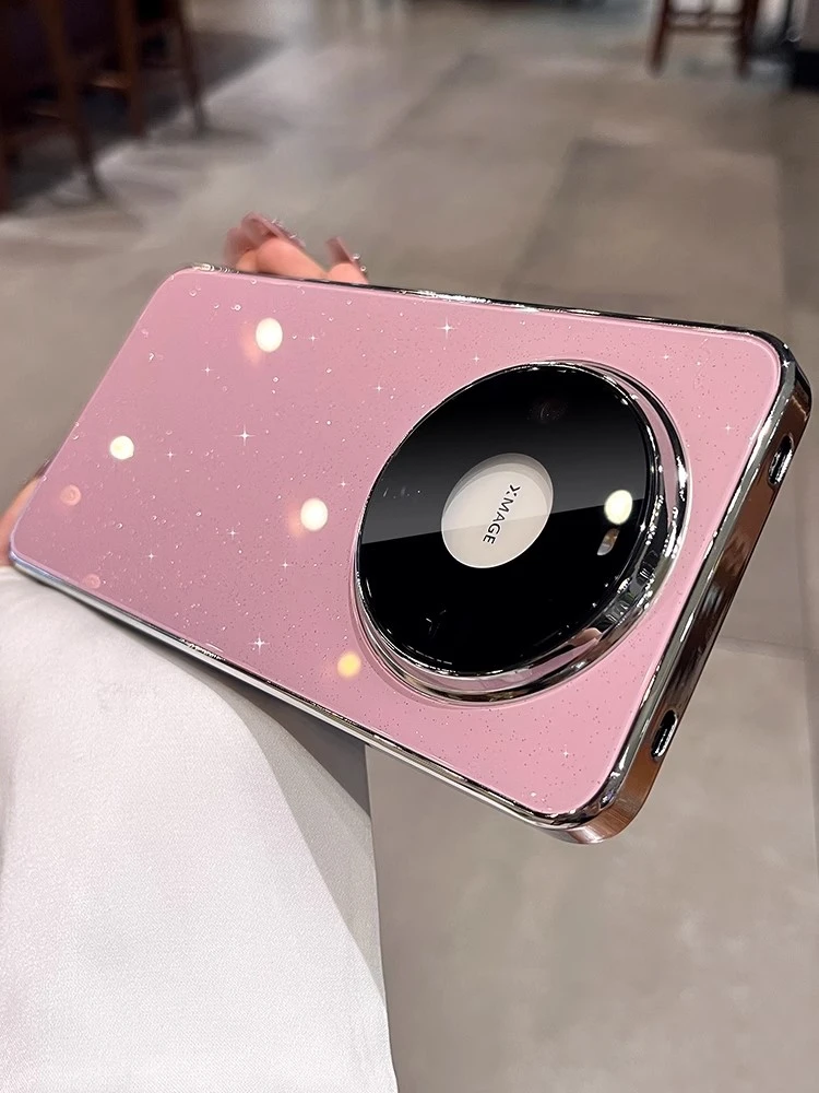 唯美奢华璀璨闪粉全包带镜头膜网红适用华为mate60pro手机壳70pro