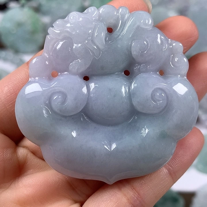 颈饰未镶嵌翡翠如意麒麟两面工艺福利卡厚12+