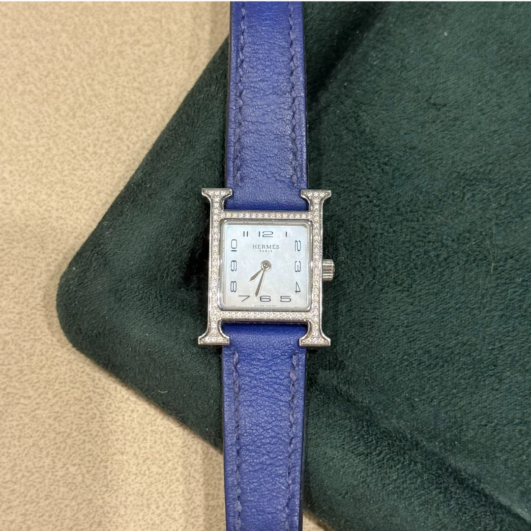 95新 Hermes/爱马仕 H Hour/原镶钻/17mm/石英/女表手表