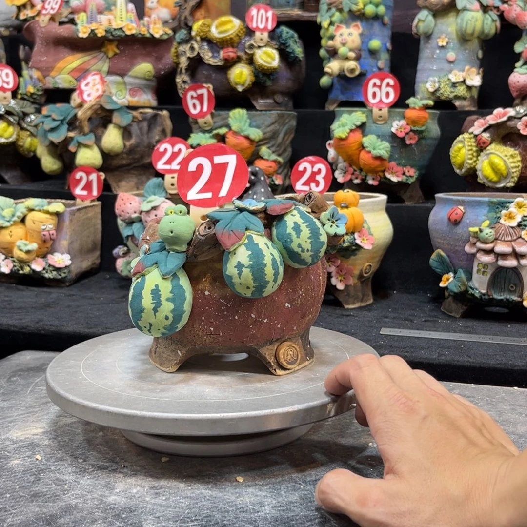 天***の白狐花器多肉花盆