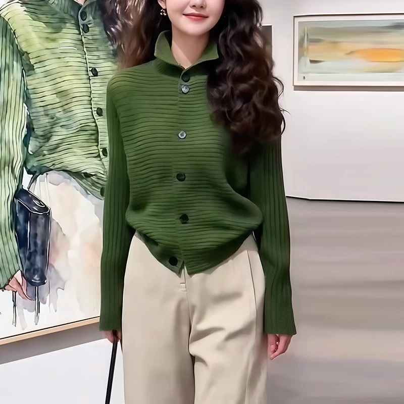 韩系复古潮流休闲显白毛衣开衫女秋冬慵懒高级感可内搭外穿针织衫