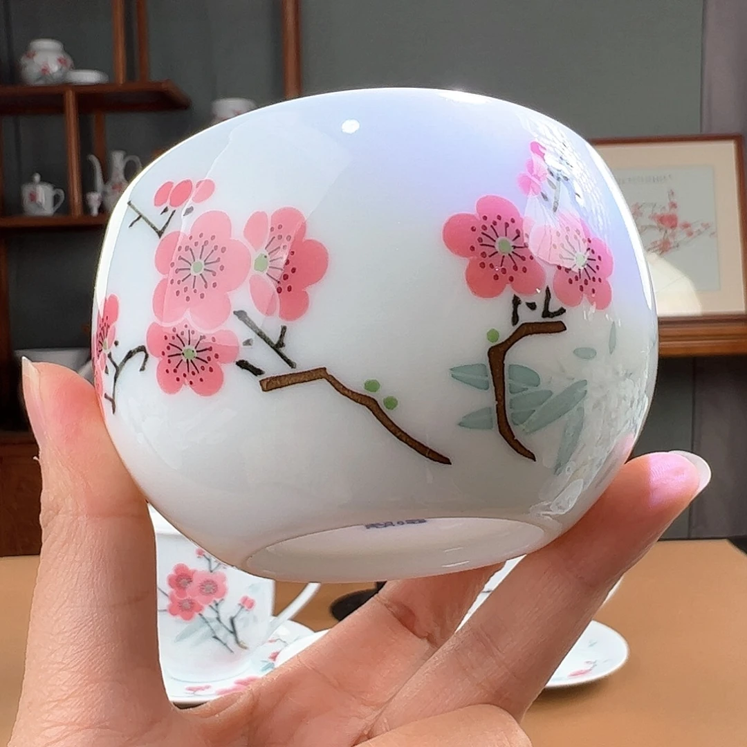 玉泥翠竹红梅禅定杯