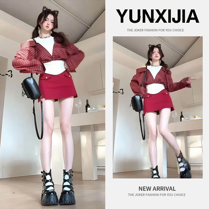 春装女款2025年新款开春穿搭ootd一整套半身裙减龄职业超火两件套